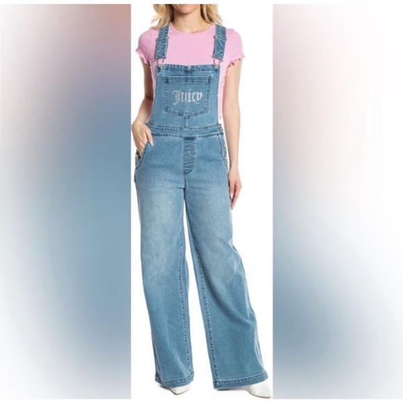 Juicy Couture Light Blue Denim Overalls - Picture 1 of 5